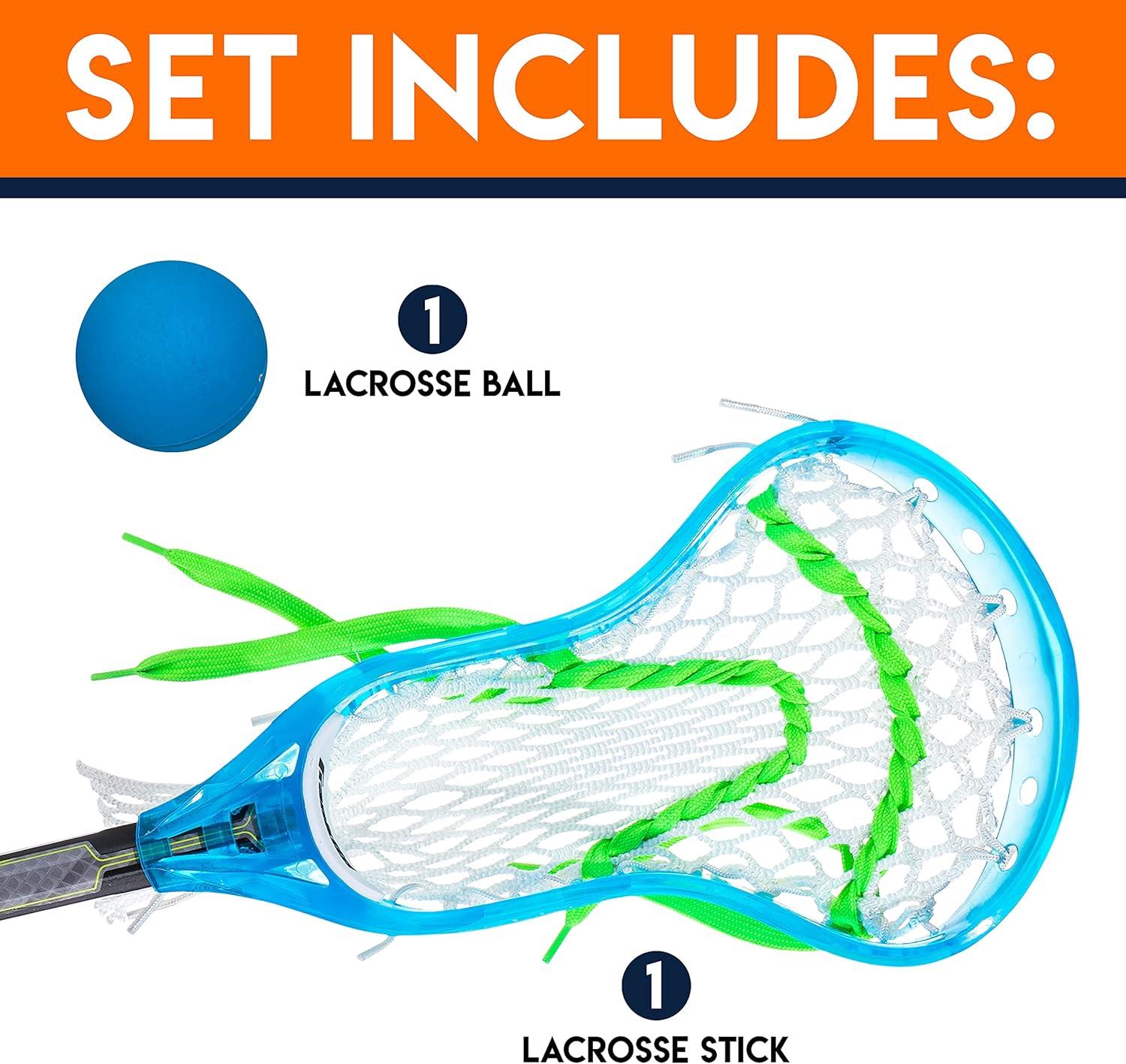 imageFranklin Sports Kids Mini Lacrosse Stick Ball Set Venom Youth Plastic Lacrosse Stick for Beginners Perfect Set for Kids ToddlersBlue