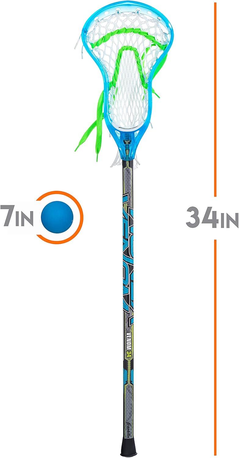 imageFranklin Sports Kids Mini Lacrosse Stick Ball Set Venom Youth Plastic Lacrosse Stick for Beginners Perfect Set for Kids ToddlersBlue
