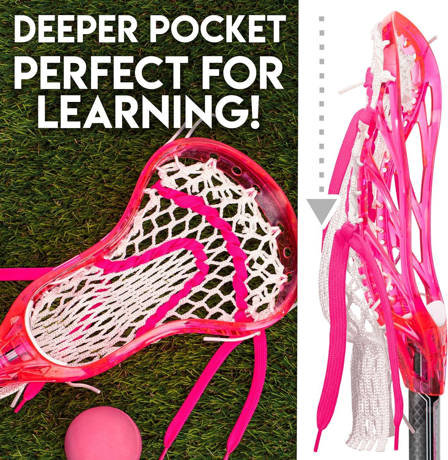 imageFranklin Sports Kids Mini Lacrosse Stick Ball Set Venom Youth Plastic Lacrosse Stick for Beginners Perfect Set for Kids ToddlersPink