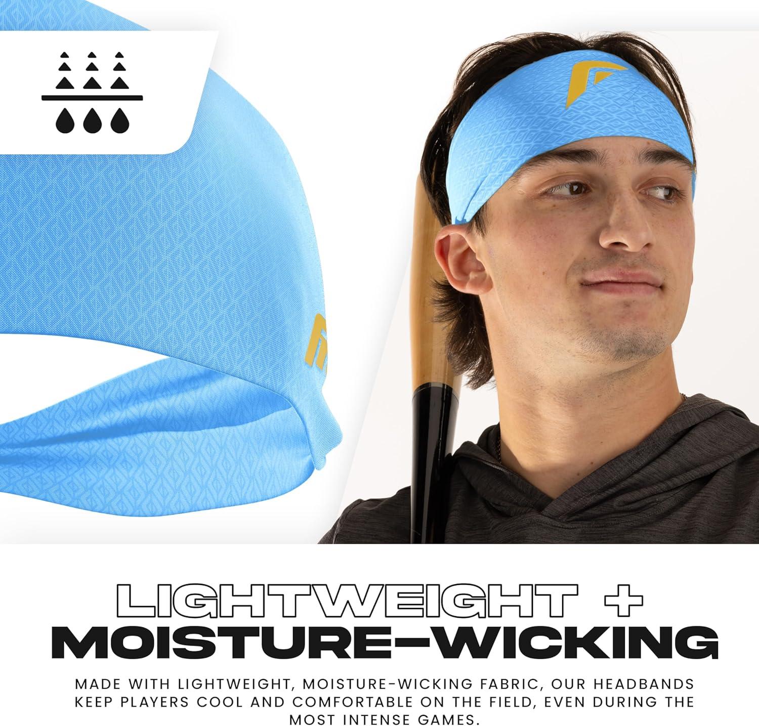 imageFranklin Sports Baseball Softball Headband Workout Athletic Headbands for Men Women Sweat Wicking for Running Exercise One Size Fits MostCarolina Blue