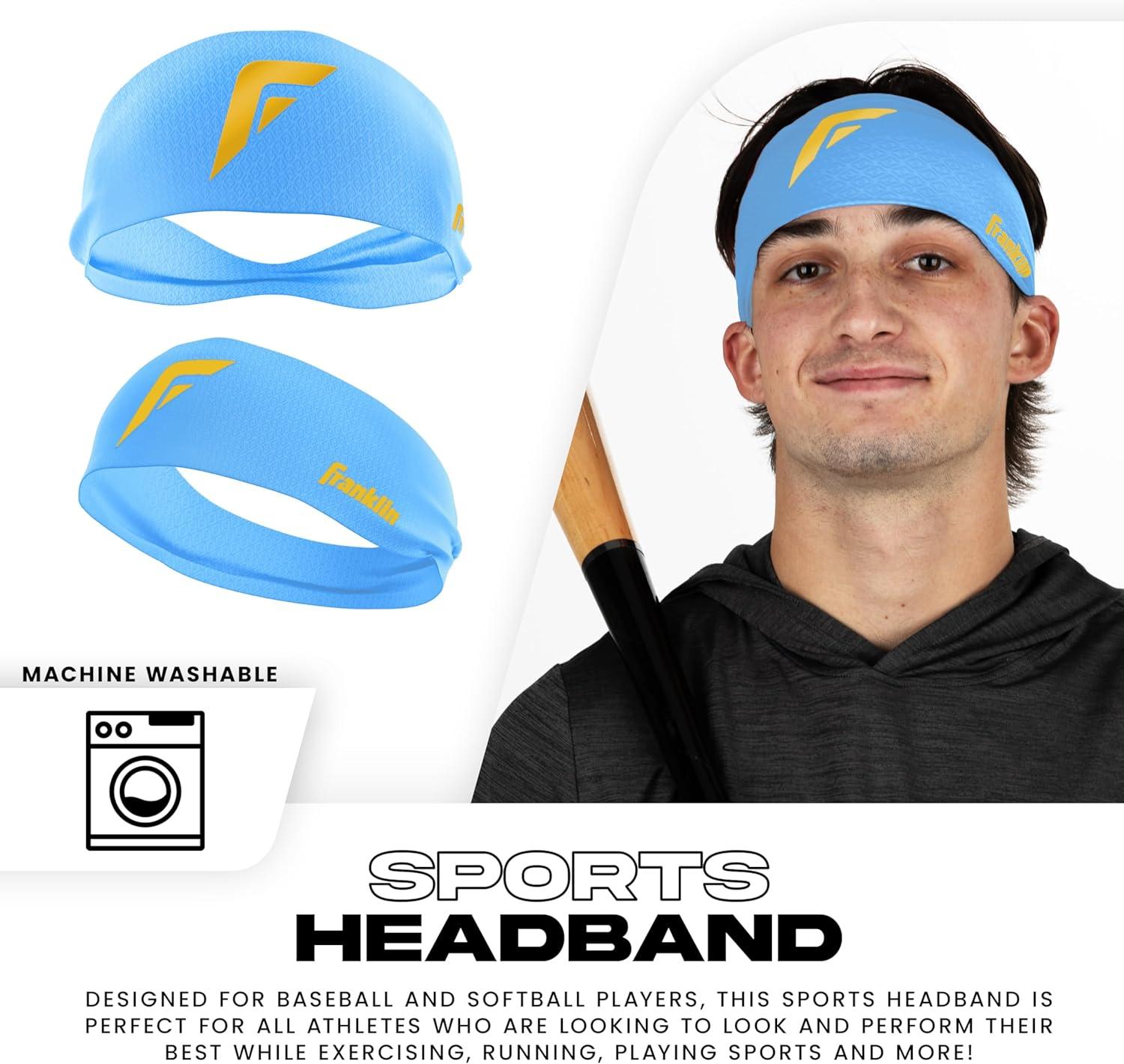 imageFranklin Sports Baseball Softball Headband Workout Athletic Headbands for Men Women Sweat Wicking for Running Exercise One Size Fits MostCarolina Blue