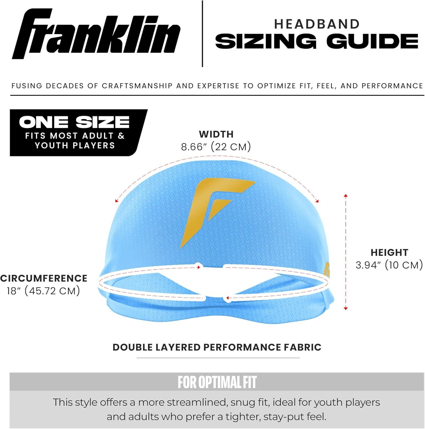 imageFranklin Sports Baseball Softball Headband Workout Athletic Headbands for Men Women Sweat Wicking for Running Exercise One Size Fits MostCarolina Blue