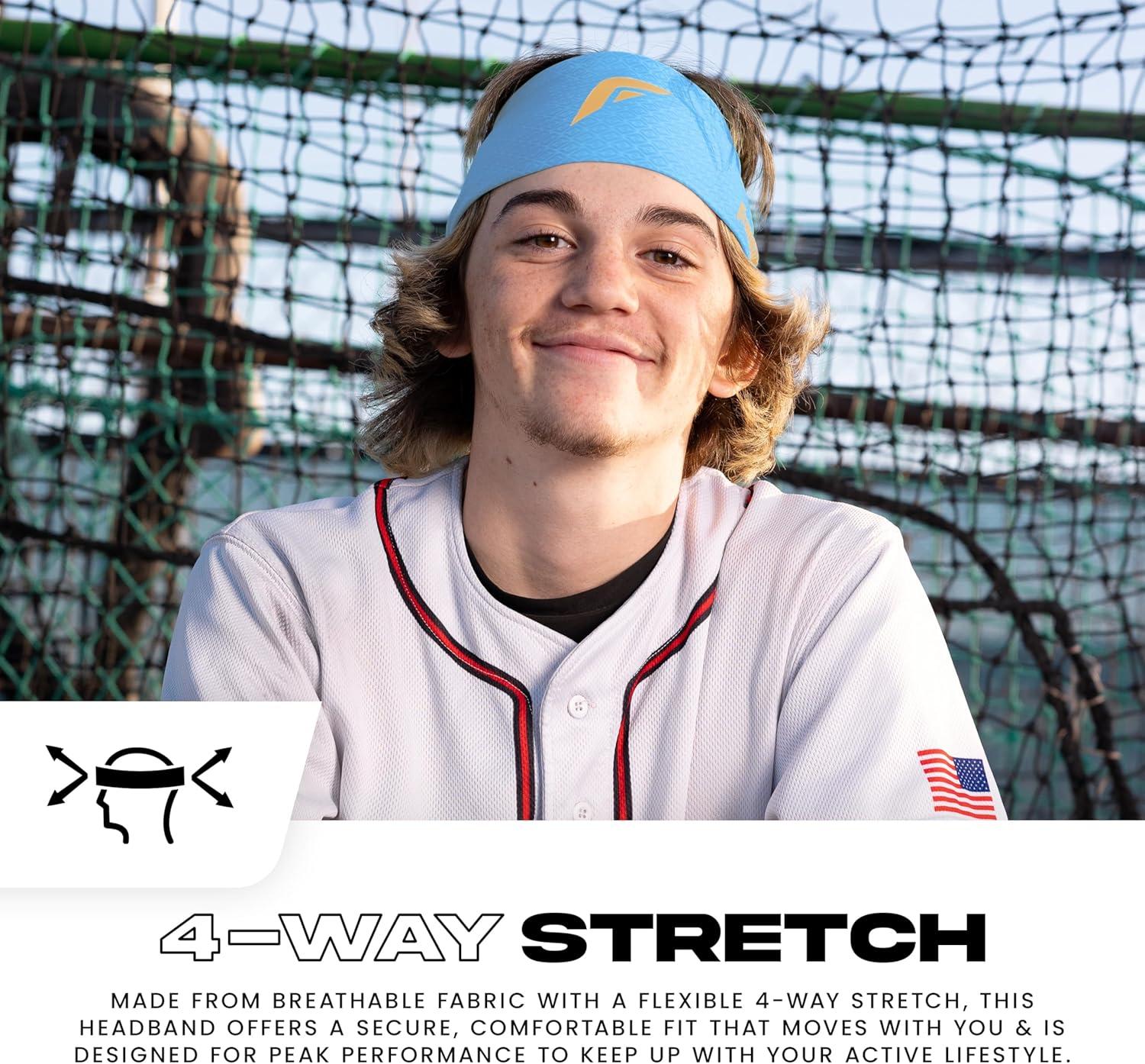 imageFranklin Sports Baseball Softball Headband Workout Athletic Headbands for Men Women Sweat Wicking for Running Exercise One Size Fits MostCarolina Blue