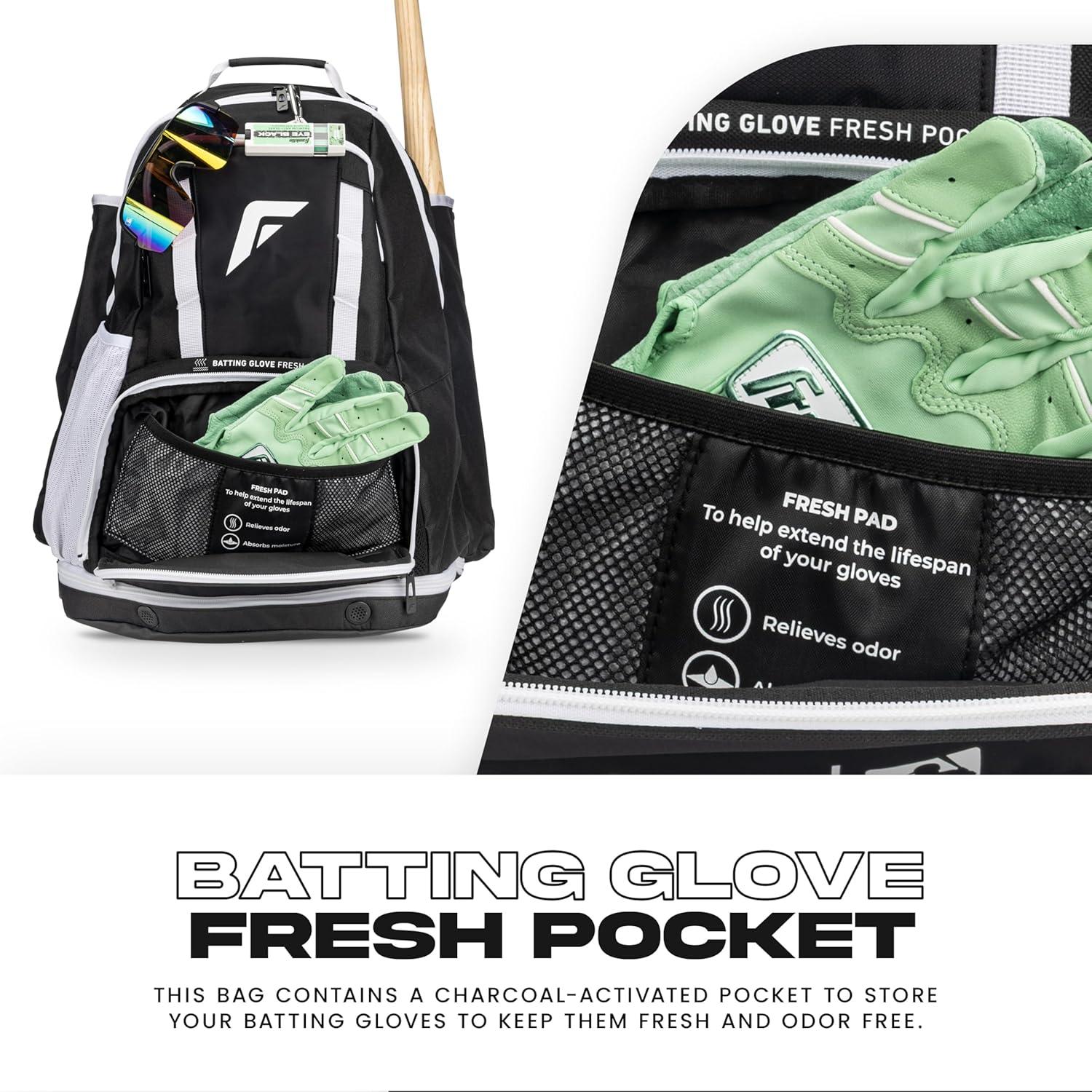 imageFranklin Sports MLB Gameday Baseball Softball Backpack Adult Youth Equipment Bat Bag Stores Batting Gloves Helmet Cleats More Waterproof Premium BatpackBlackWhite