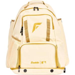 Franklin Sports MLB Gameday Baseball + Softball Backpack – Adult +Youth Equipment + Bat Bag – Stores Batting Gloves, Helmet, Cleats + More – Waterproof Premium Batpack(Vanilla/Gold)