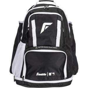 Franklin Sports MLB Gameday Baseball + Softball Backpack – Adult +Youth Equipment + Bat Bag – Stores Batting Gloves, Helmet, Cleats + More – Waterproof Premium Batpack(Black/White)