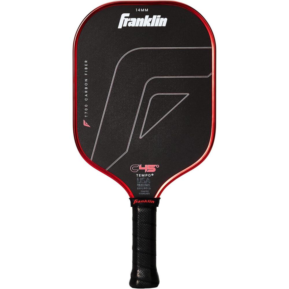 imageFranklin Sports PRO Pickleball Paddles  C45 Carbon Fiber Series  Official USAP  UPA Approved  Pro Player DesignTempo Electric Red