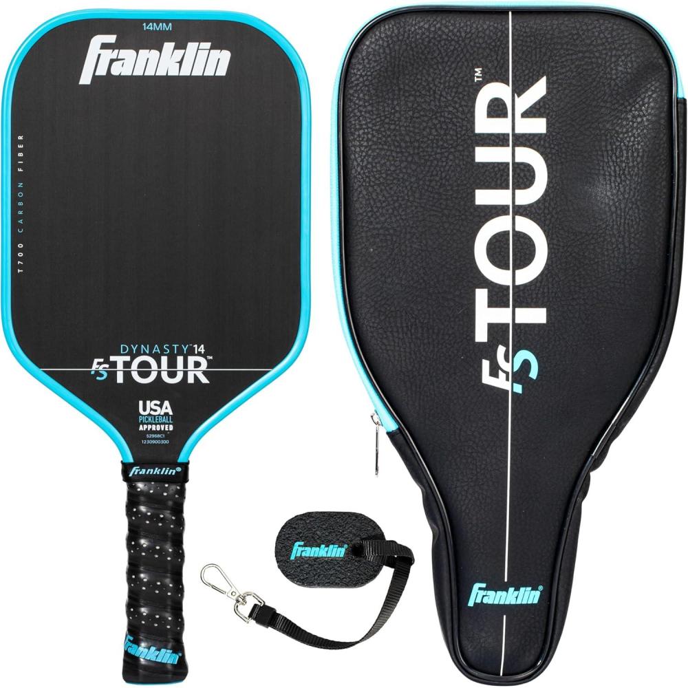imageFranklin Sports Pro Pickleball Paddle Set  FS Tour Series Carbon Fiber Paddle Cover  Eraser  14mm  16mmBlue