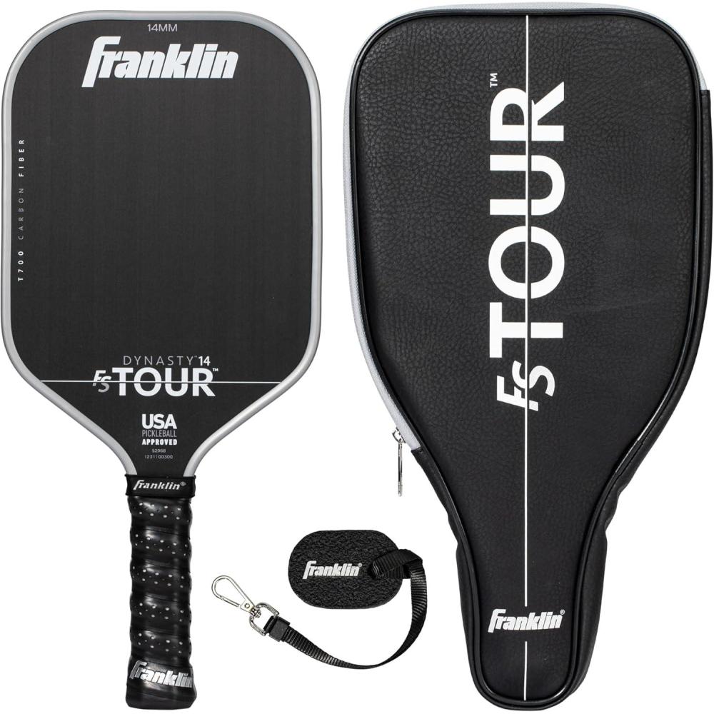 imageFranklin Sports Pro Pickleball Paddle Set  FS Tour Series Carbon Fiber Paddle Cover  Eraser  14mm  16mmGrey