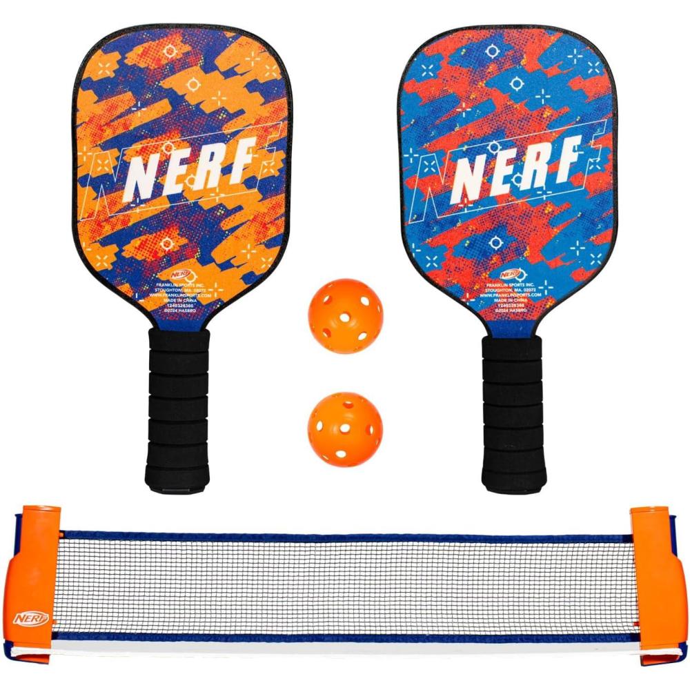 imageNERF Tabletop Pickleball Set  Mini Tabletop Pickleball Game  Retractable Net Up to 5 Feet  Fits Most Tables