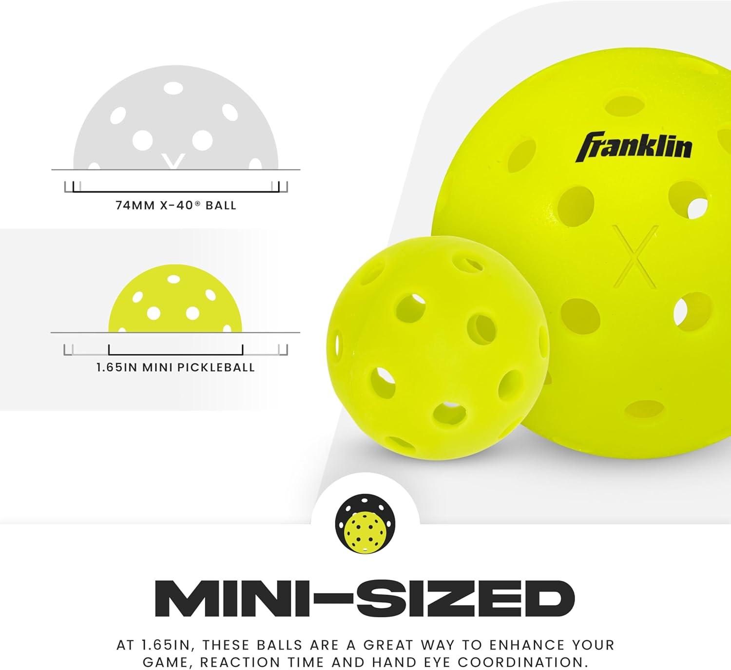 imageFranklin Sports Mini Training Pickleballs 165quot Inch Practice Pickleballs Indoor Outdoor Balls for Speed Control Accuracy Training Yellow 12 Pack