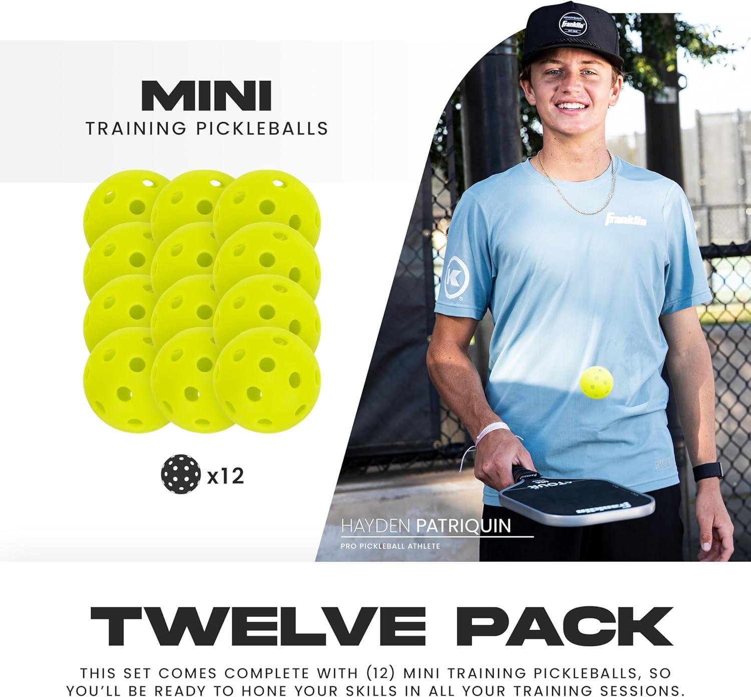 imageFranklin Sports Mini Training Pickleballs 165quot Inch Practice Pickleballs Indoor Outdoor Balls for Speed Control Accuracy Training Yellow 12 Pack