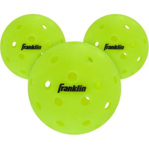 Franklin Sports Max Grit Textured Pickleballs – Indoor + Outdoor Extra Grip Training Pickleballs for Instant Spin + Control – 3 Pack – Yellow
