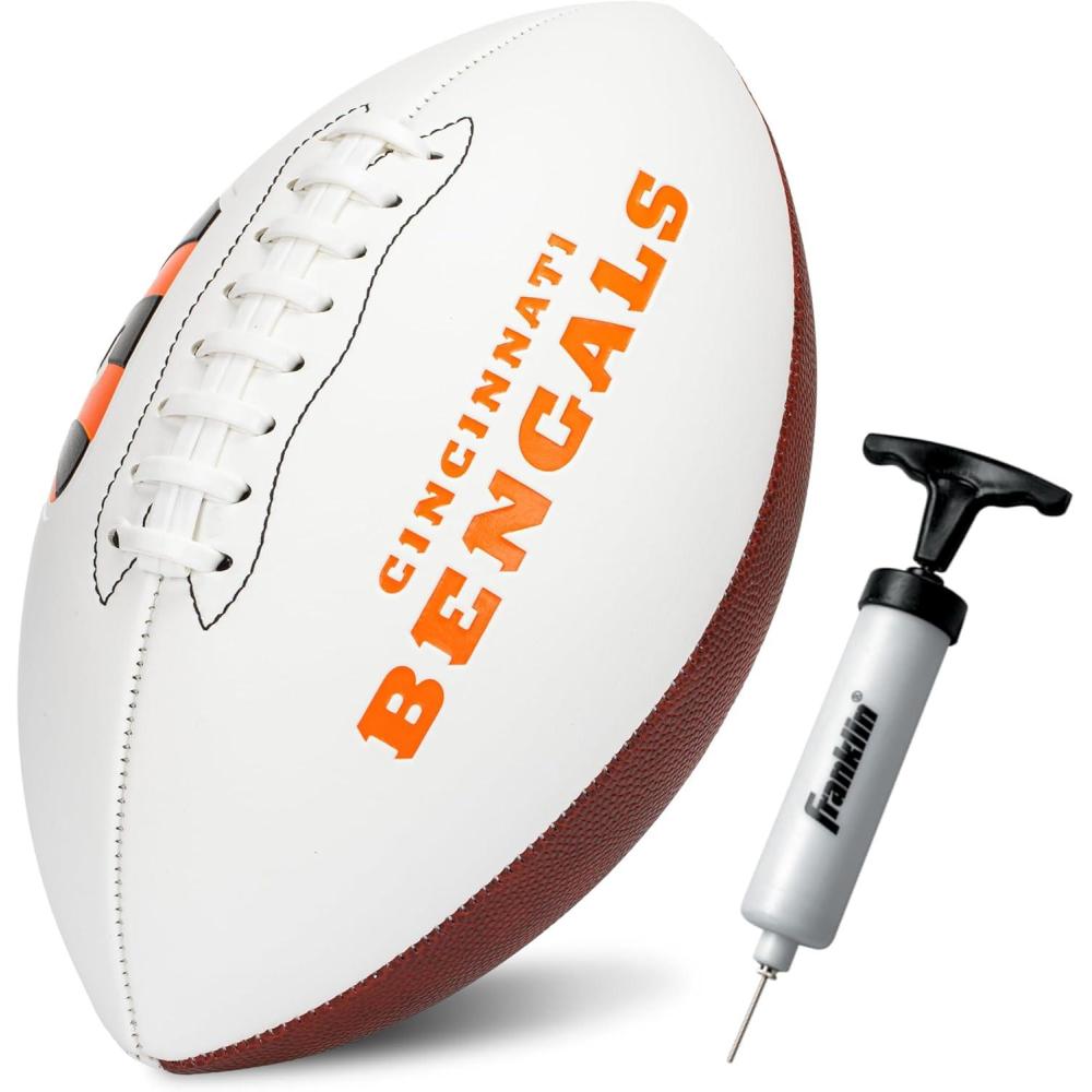 imageFranklin Sports NFL Autograph Football  Official Size White Panel Souvenir Football for Autographs  Signatures  NFL Team Fan Shop MemorabiliaCincinnati Bengals