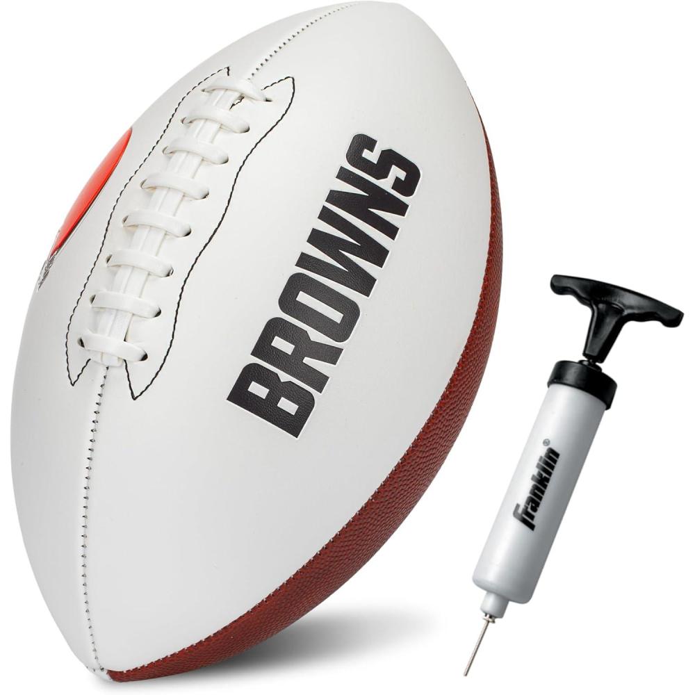imageFranklin Sports NFL Autograph Football  Official Size White Panel Souvenir Football for Autographs  Signatures  NFL Team Fan Shop MemorabiliaCleveland Browns