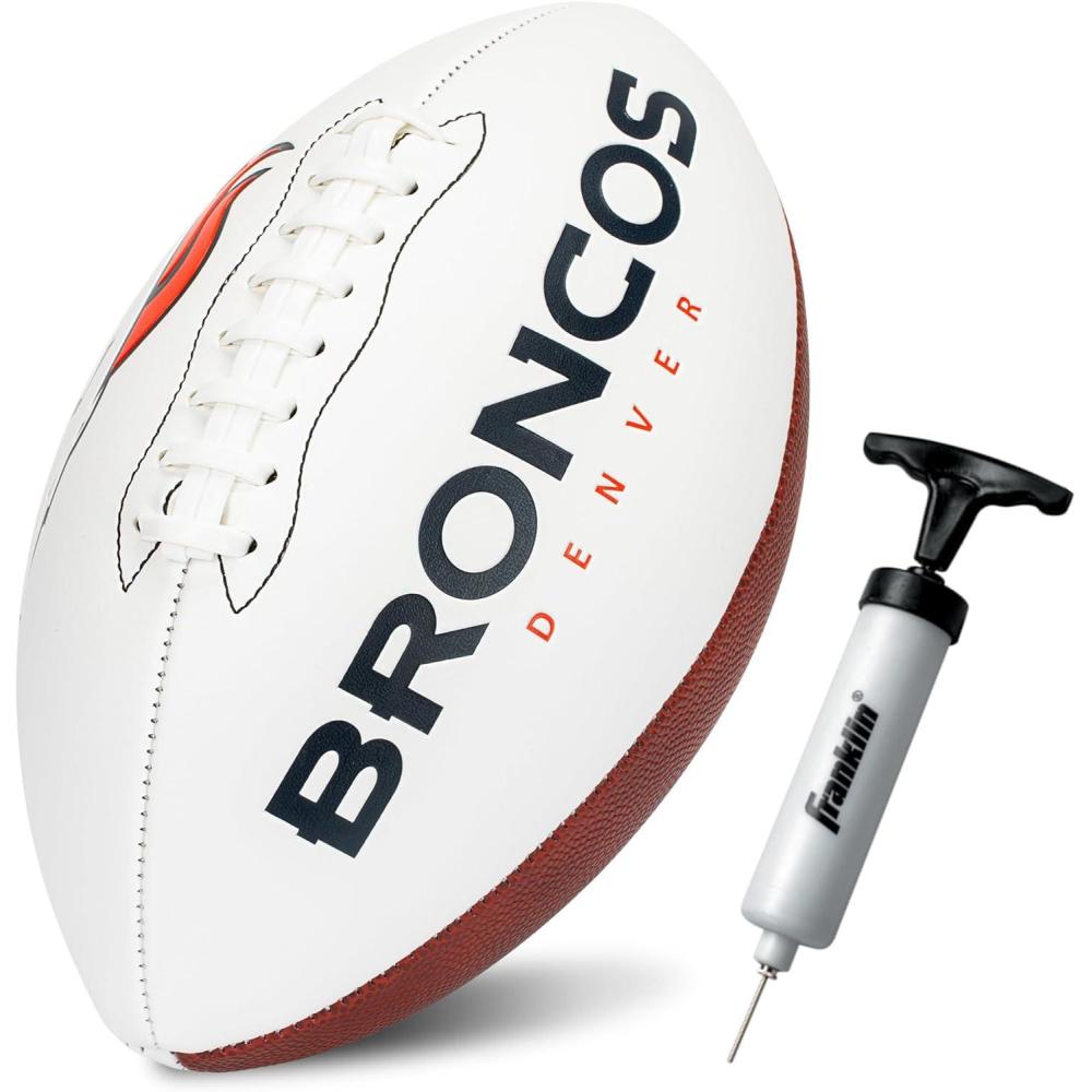 imageFranklin Sports NFL Autograph Football  Official Size White Panel Souvenir Football for Autographs  Signatures  NFL Team Fan Shop MemorabiliaDenver Broncos