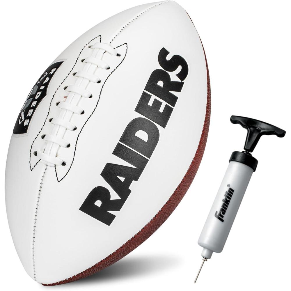 imageFranklin Sports NFL Autograph Football  Official Size White Panel Souvenir Football for Autographs  Signatures  NFL Team Fan Shop MemorabiliaLas Vegas Raiders