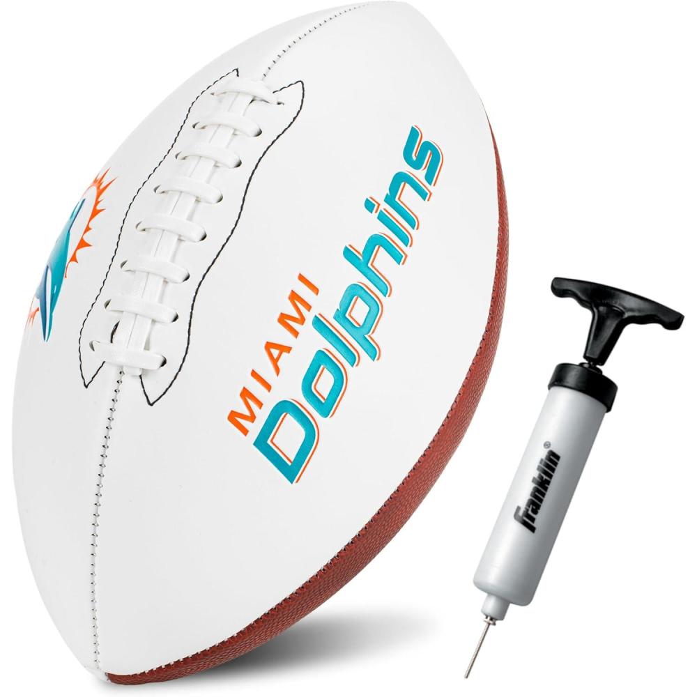 imageFranklin Sports NFL Autograph Football  Official Size White Panel Souvenir Football for Autographs  Signatures  NFL Team Fan Shop MemorabiliaMiami Dolphins