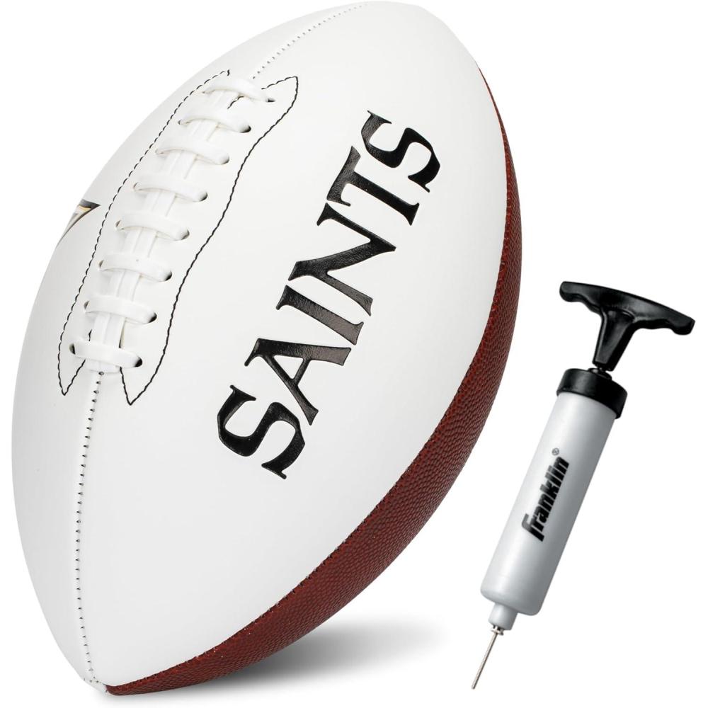 imageFranklin Sports NFL Autograph Football  Official Size White Panel Souvenir Football for Autographs  Signatures  NFL Team Fan Shop MemorabiliaNew Orleans Saints