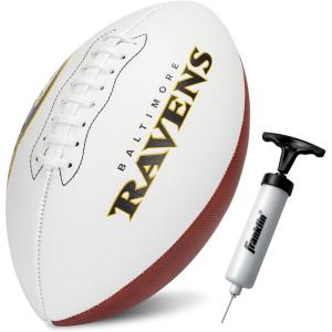 Franklin Sports NFL Autograph Football – Official Size White Panel Souvenir Football for Autographs + Signatures – NFL Team Fan Shop Memorabilia(Baltimore Ravens)