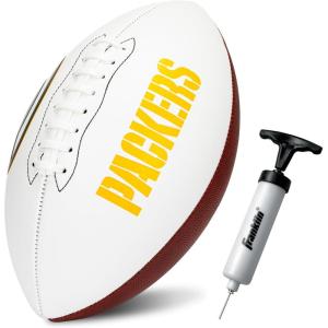 Franklin Sports NFL Autograph Football – Official Size White Panel Souvenir Football for Autographs + Signatures – NFL Team Fan Shop Memorabilia(Green Bay Packers)