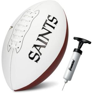 Franklin Sports NFL Autograph Football – Official Size White Panel Souvenir Football for Autographs + Signatures – NFL Team Fan Shop Memorabilia(New Orleans Saints)
