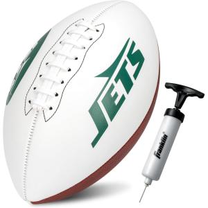 Franklin Sports NFL Autograph Football – Official Size White Panel Souvenir Football for Autographs + Signatures – NFL Team Fan Shop Memorabilia(New York Jets 2)