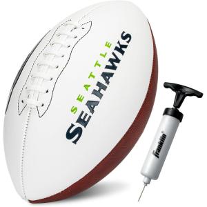 Franklin Sports NFL Autograph Football – Official Size White Panel Souvenir Football for Autographs + Signatures – NFL Team Fan Shop Memorabilia(Seattle Seahawks)