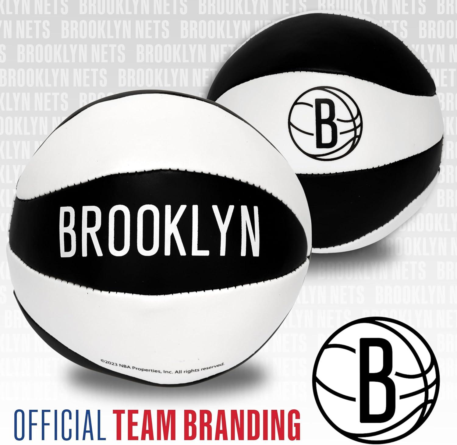 imageFranklin Sports NBA Toy Basketballs 2 Pack of Kids Soft Mini Basketballs for Over The Door Indoor Hoops NBA Fan ShopBrooklyn Nets