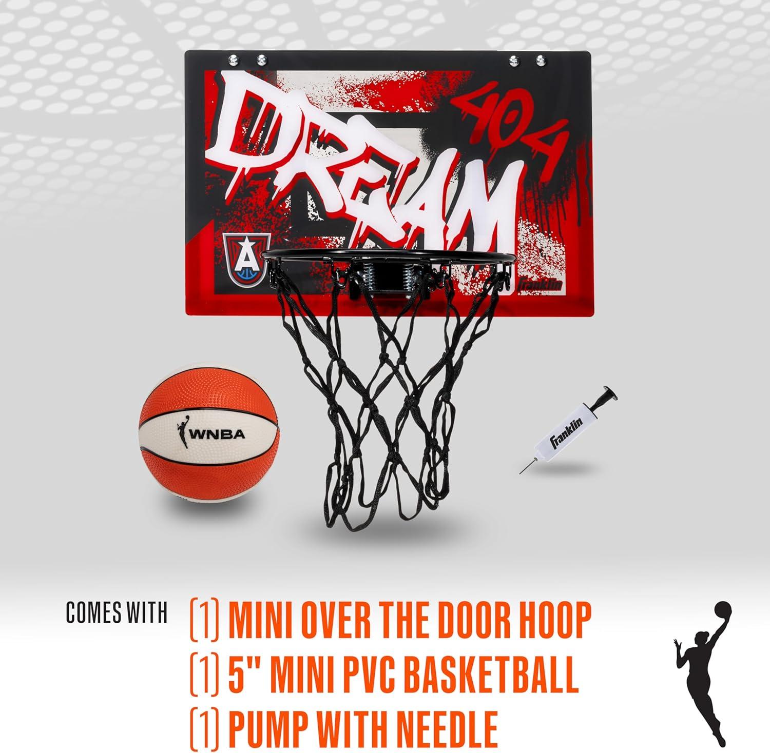 imageFranklin Sports WNBA Team Over The Door Basketball Hoops Kids Indoor Mini Basketball Hoop Ball Set WNBA Fan Mini HoopsAtlanta Dream
