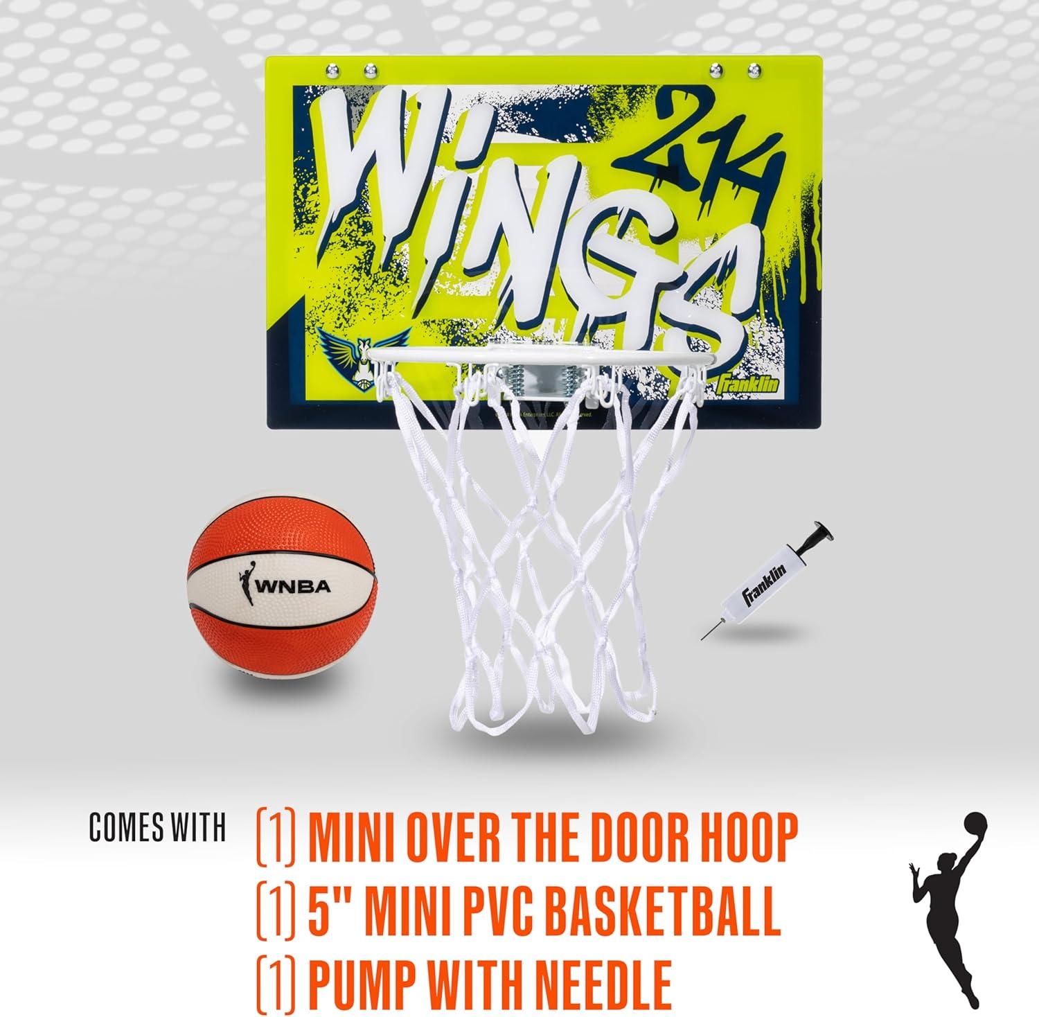 imageFranklin Sports WNBA Team Over The Door Basketball Hoops Kids Indoor Mini Basketball Hoop Ball Set WNBA Fan Mini HoopsDallas Wings