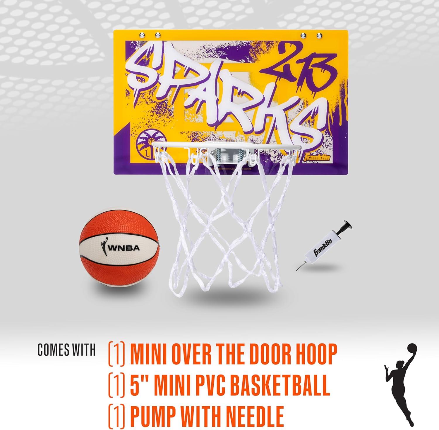 imageFranklin Sports WNBA Team Over The Door Basketball Hoops Kids Indoor Mini Basketball Hoop Ball Set WNBA Fan Mini HoopsLA Sparks