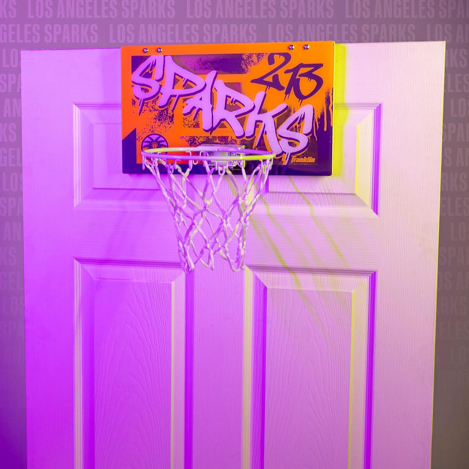 imageFranklin Sports WNBA Team Over The Door Basketball Hoops Kids Indoor Mini Basketball Hoop Ball Set WNBA Fan Mini HoopsLA Sparks