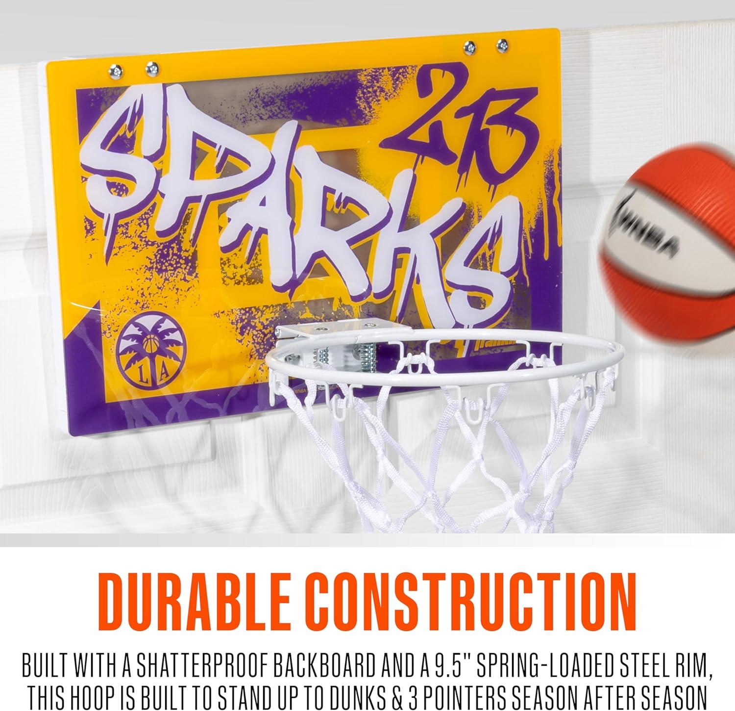 imageFranklin Sports WNBA Team Over The Door Basketball Hoops Kids Indoor Mini Basketball Hoop Ball Set WNBA Fan Mini HoopsLA Sparks