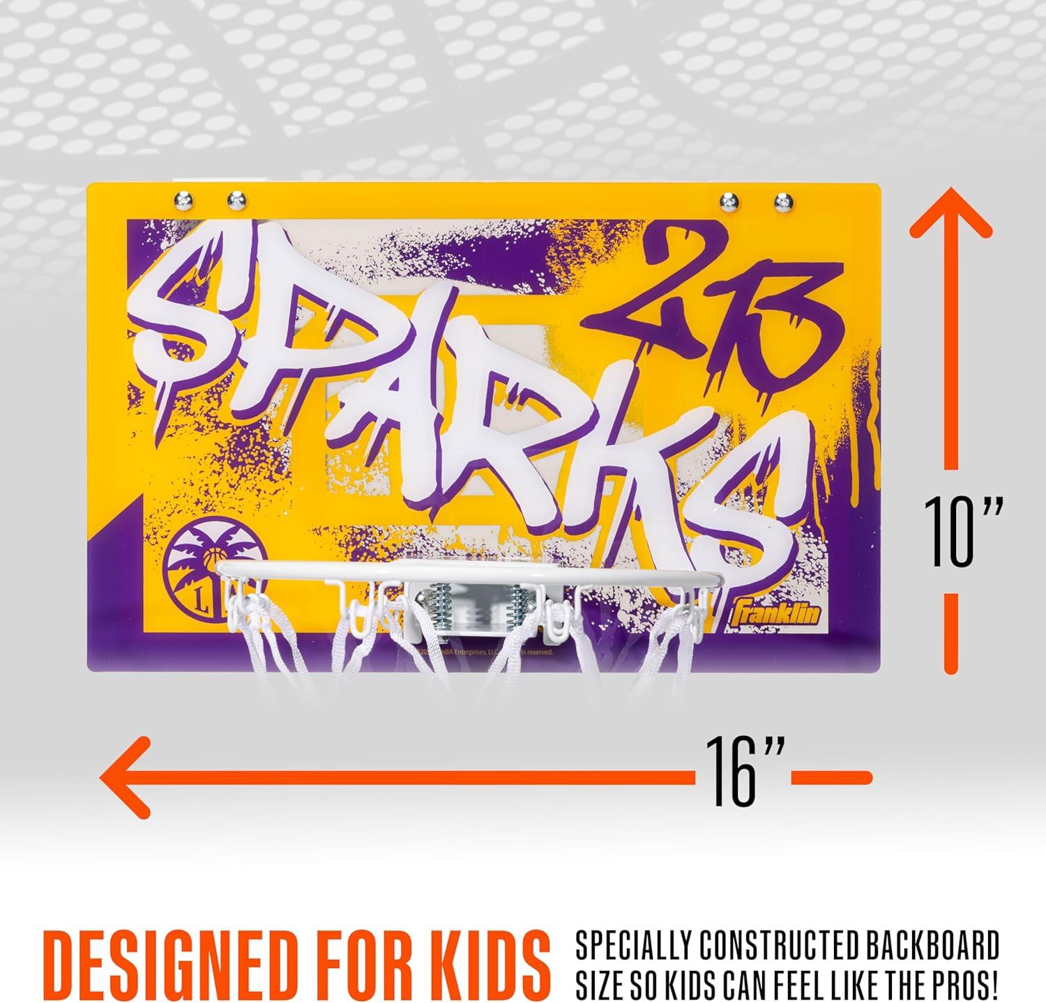 imageFranklin Sports WNBA Team Over The Door Basketball Hoops Kids Indoor Mini Basketball Hoop Ball Set WNBA Fan Mini HoopsLA Sparks