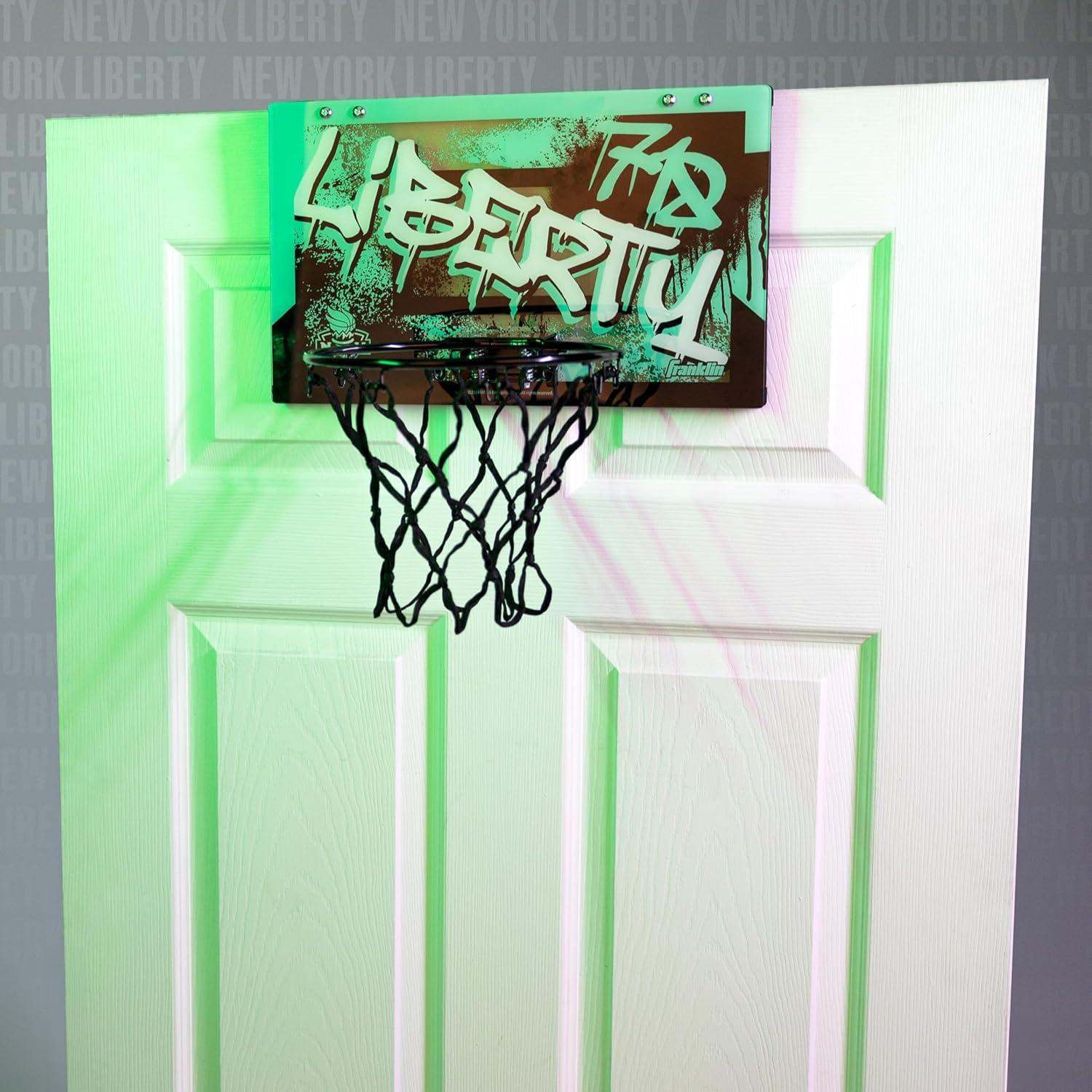imageFranklin Sports WNBA Team Over The Door Basketball Hoops Kids Indoor Mini Basketball Hoop Ball Set WNBA Fan Mini HoopsNew York Liberty