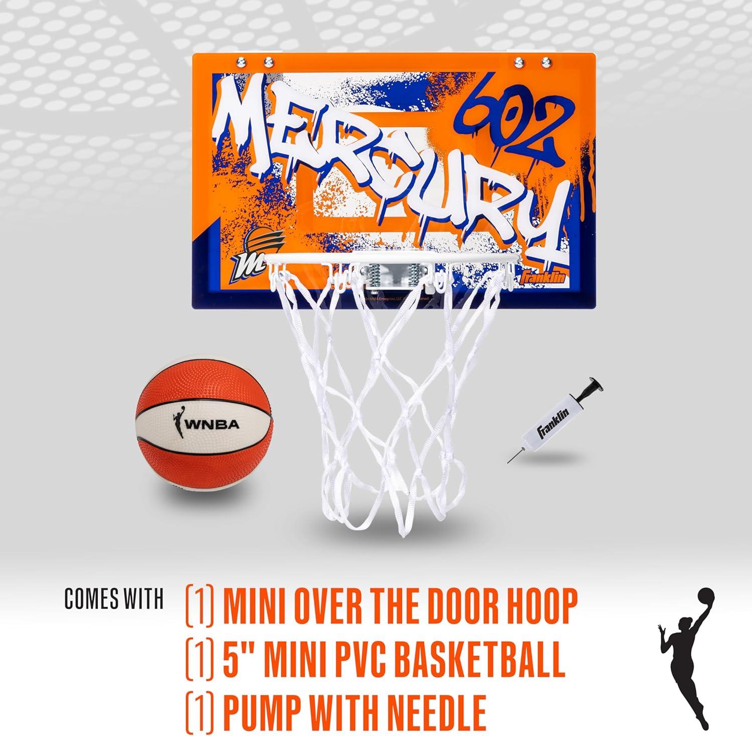 imageFranklin Sports WNBA Team Over The Door Basketball Hoops Kids Indoor Mini Basketball Hoop Ball Set WNBA Fan Mini HoopsPhoenix Mercury