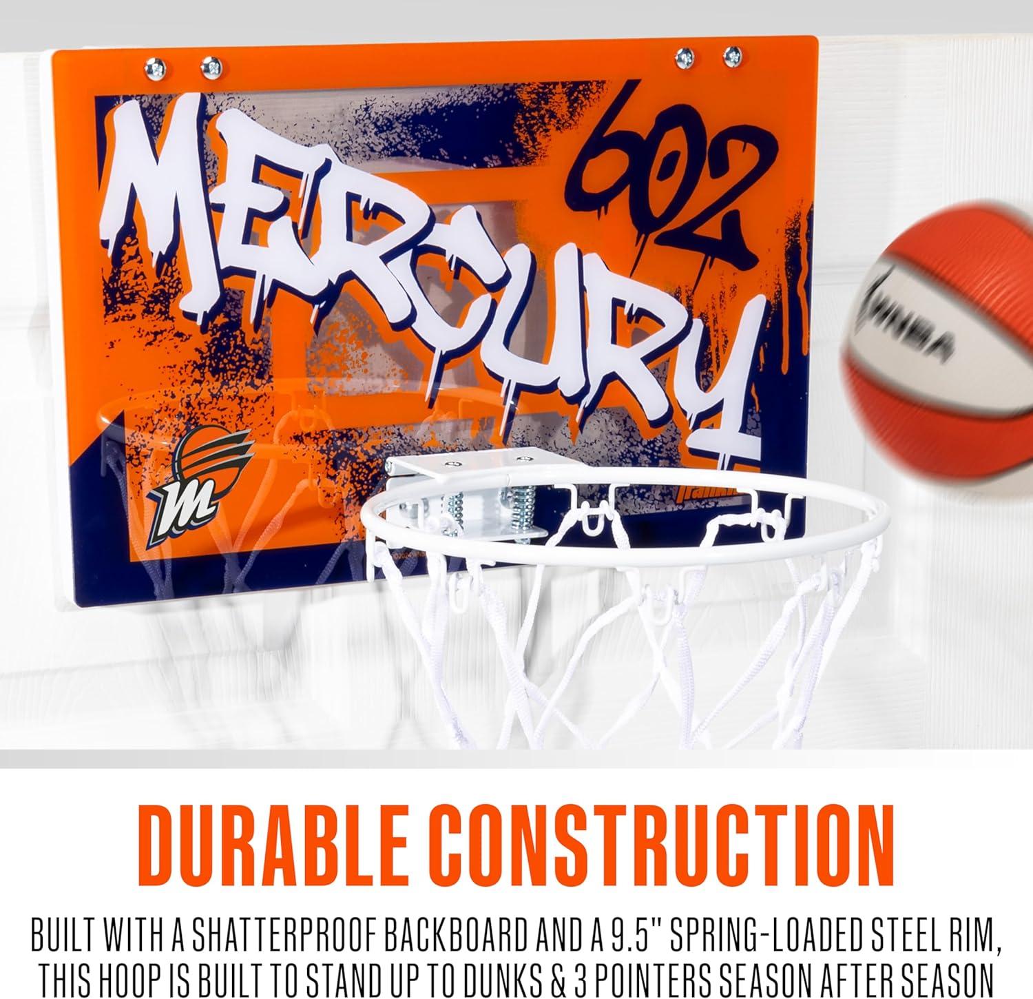 imageFranklin Sports WNBA Team Over The Door Basketball Hoops Kids Indoor Mini Basketball Hoop Ball Set WNBA Fan Mini HoopsPhoenix Mercury