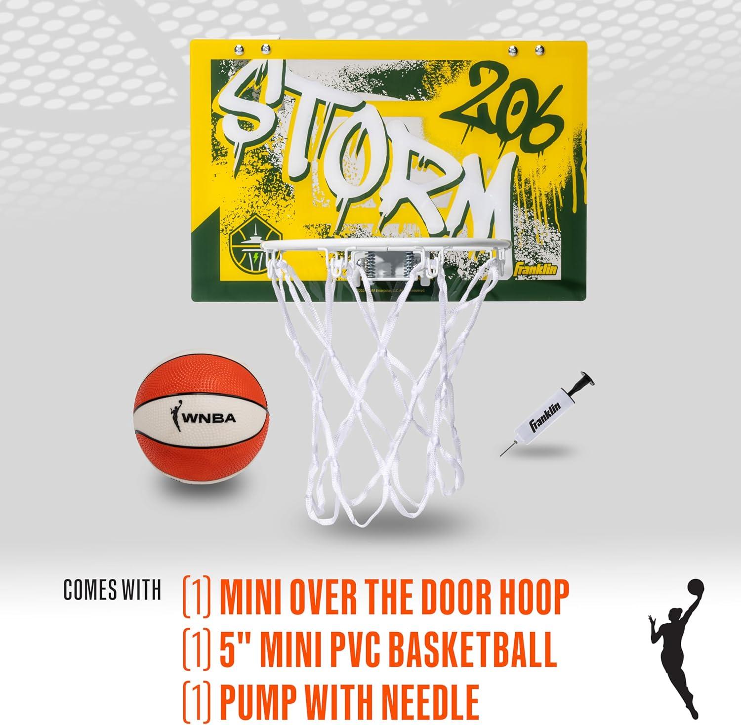 imageFranklin Sports WNBA Team Over The Door Basketball Hoops Kids Indoor Mini Basketball Hoop Ball Set WNBA Fan Mini HoopsSeattle Storm