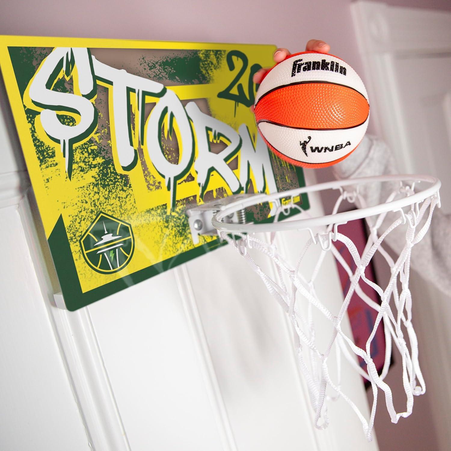 imageFranklin Sports WNBA Team Over The Door Basketball Hoops Kids Indoor Mini Basketball Hoop Ball Set WNBA Fan Mini HoopsSeattle Storm