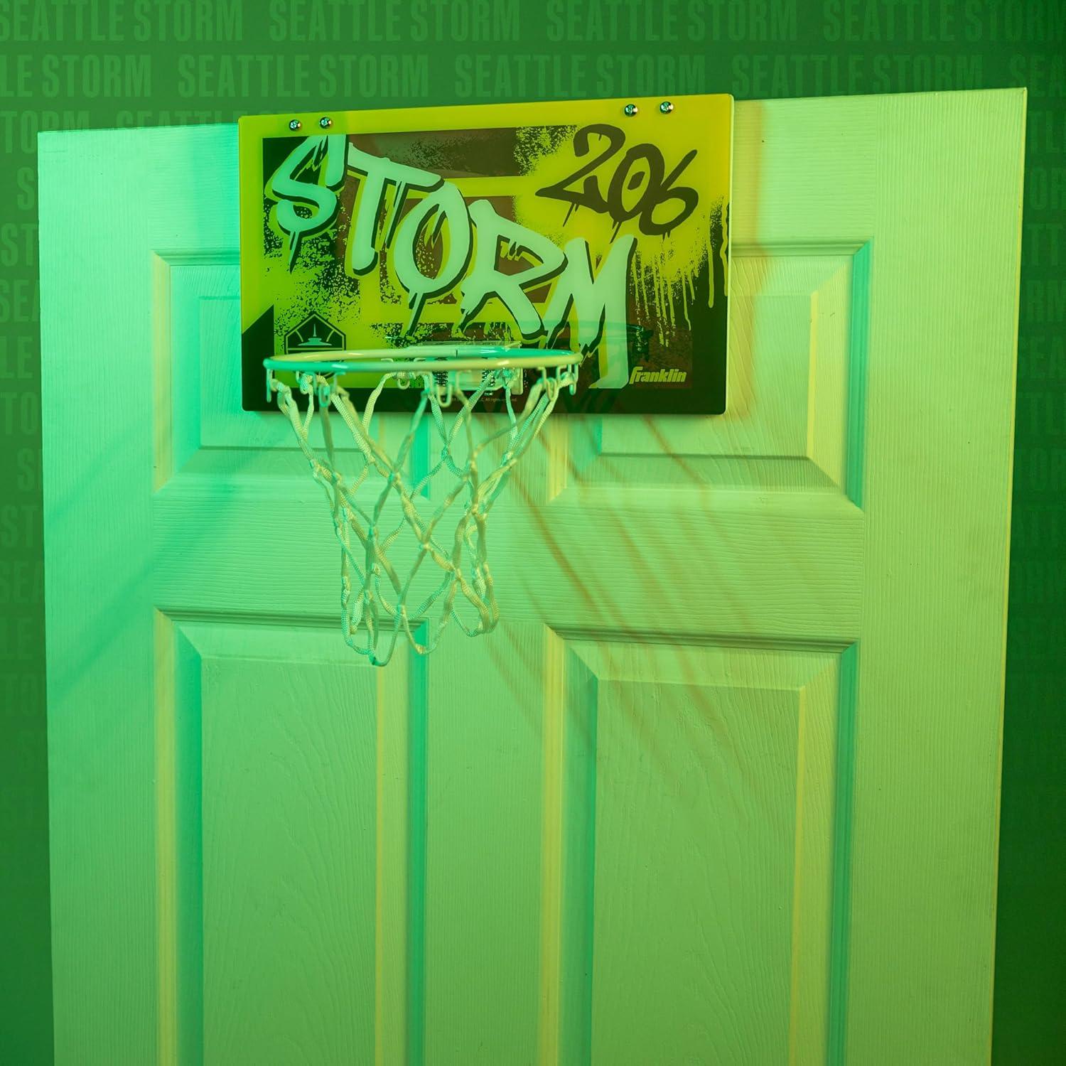 imageFranklin Sports WNBA Team Over The Door Basketball Hoops Kids Indoor Mini Basketball Hoop Ball Set WNBA Fan Mini HoopsSeattle Storm