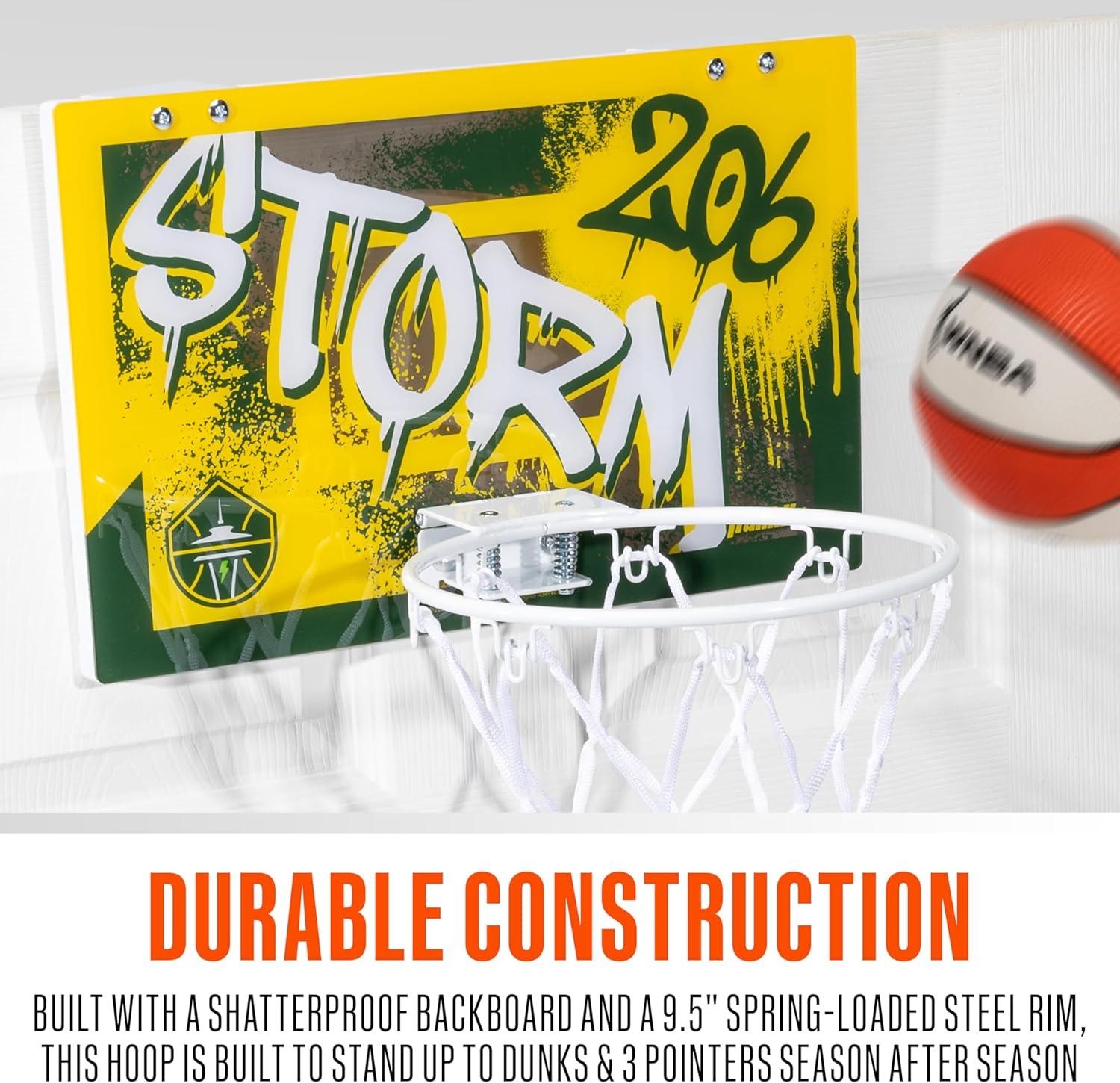 imageFranklin Sports WNBA Team Over The Door Basketball Hoops Kids Indoor Mini Basketball Hoop Ball Set WNBA Fan Mini HoopsSeattle Storm