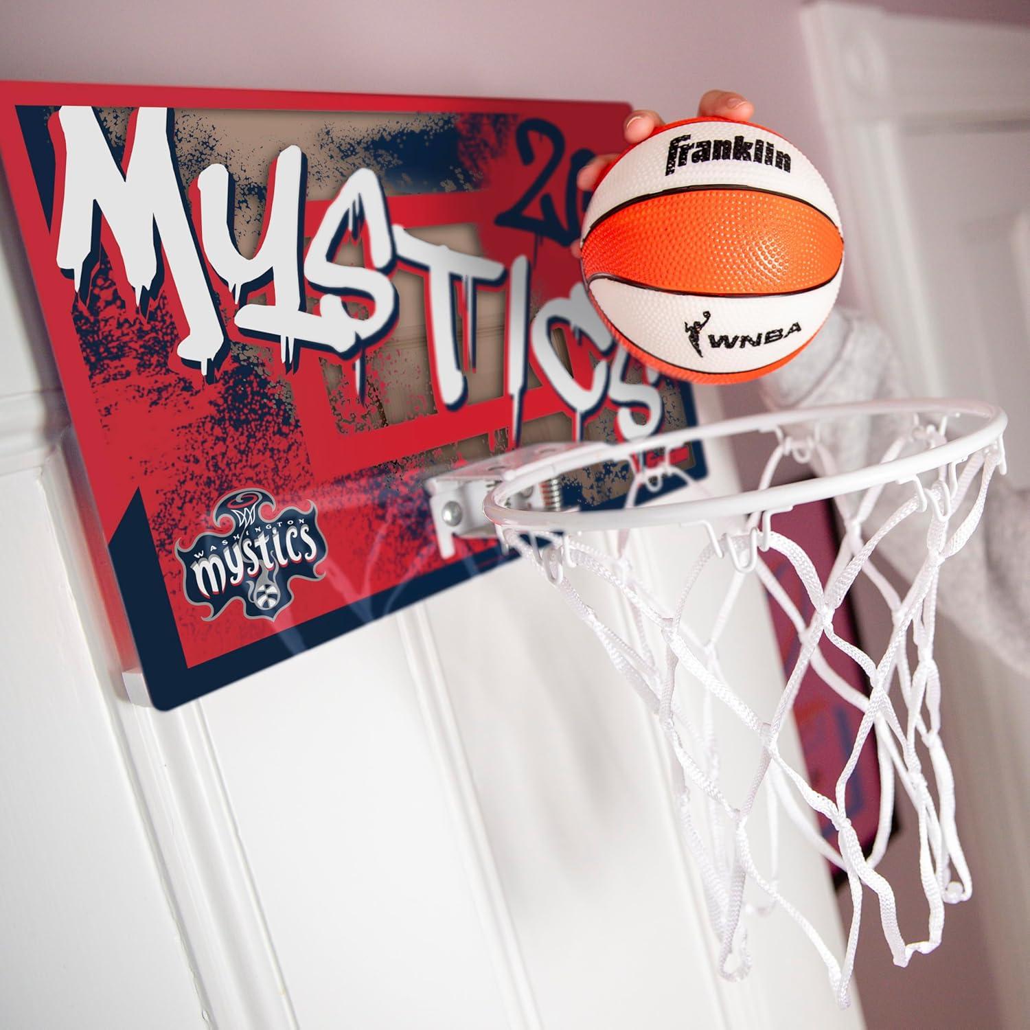imageFranklin Sports WNBA Team Over The Door Basketball Hoops Kids Indoor Mini Basketball Hoop Ball Set WNBA Fan Mini HoopsWashington Mystics
