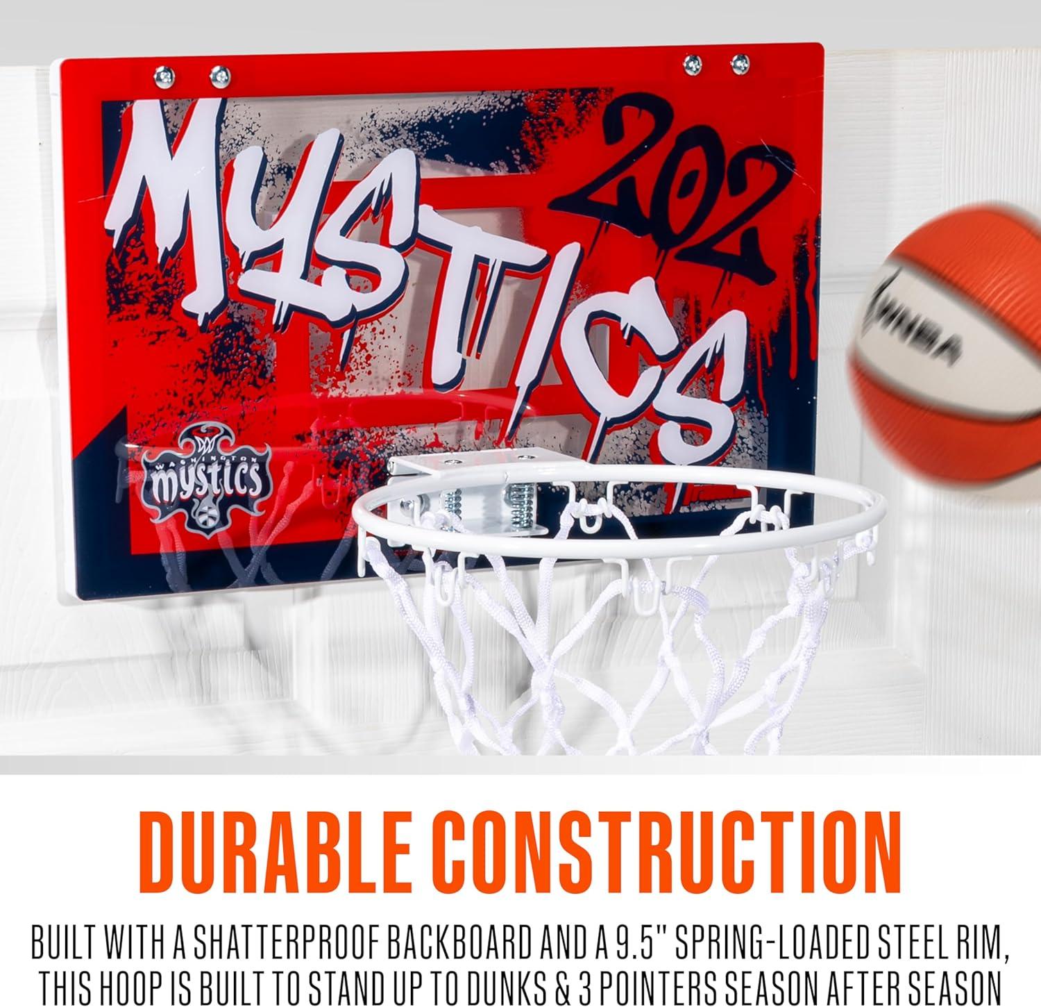 imageFranklin Sports WNBA Team Over The Door Basketball Hoops Kids Indoor Mini Basketball Hoop Ball Set WNBA Fan Mini HoopsWashington Mystics