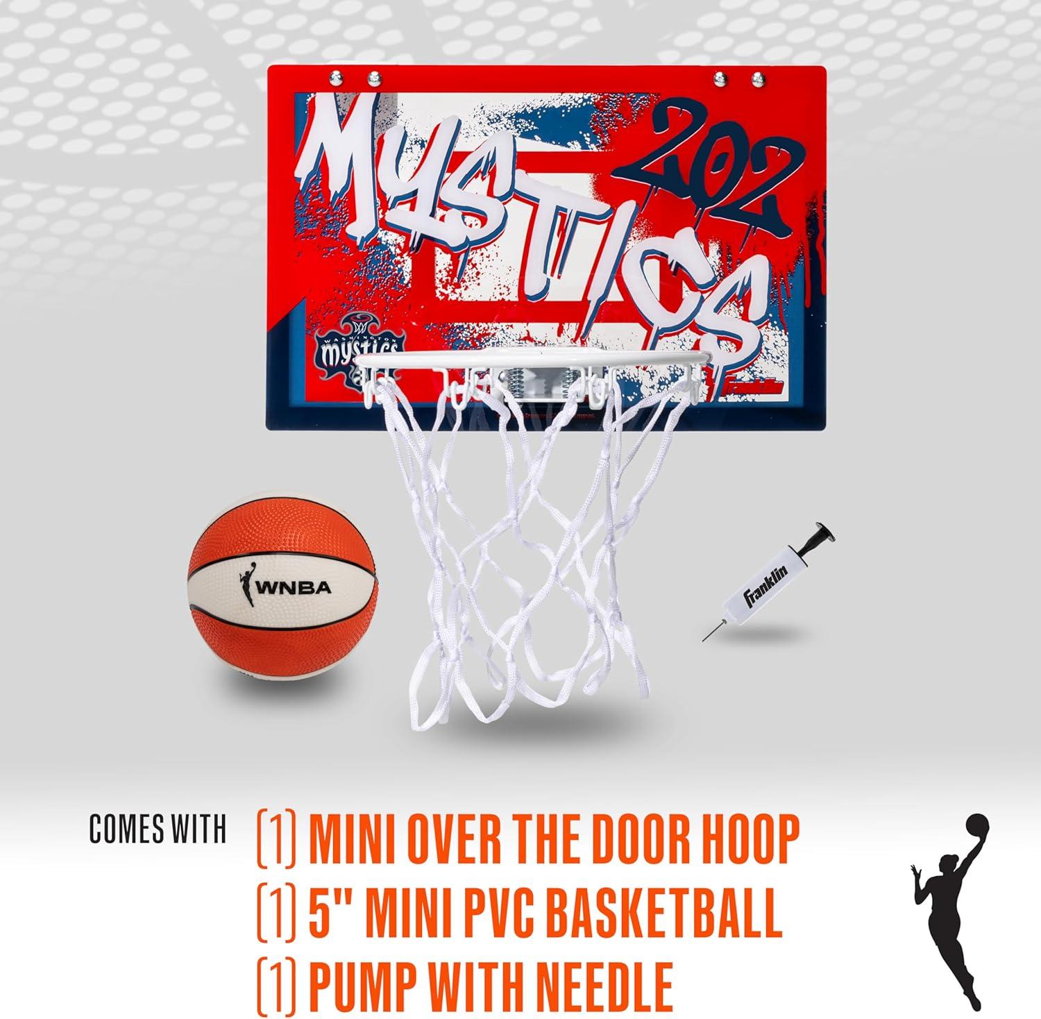 imageFranklin Sports WNBA Team Over The Door Basketball Hoops Kids Indoor Mini Basketball Hoop Ball Set WNBA Fan Mini HoopsWashington Mystics