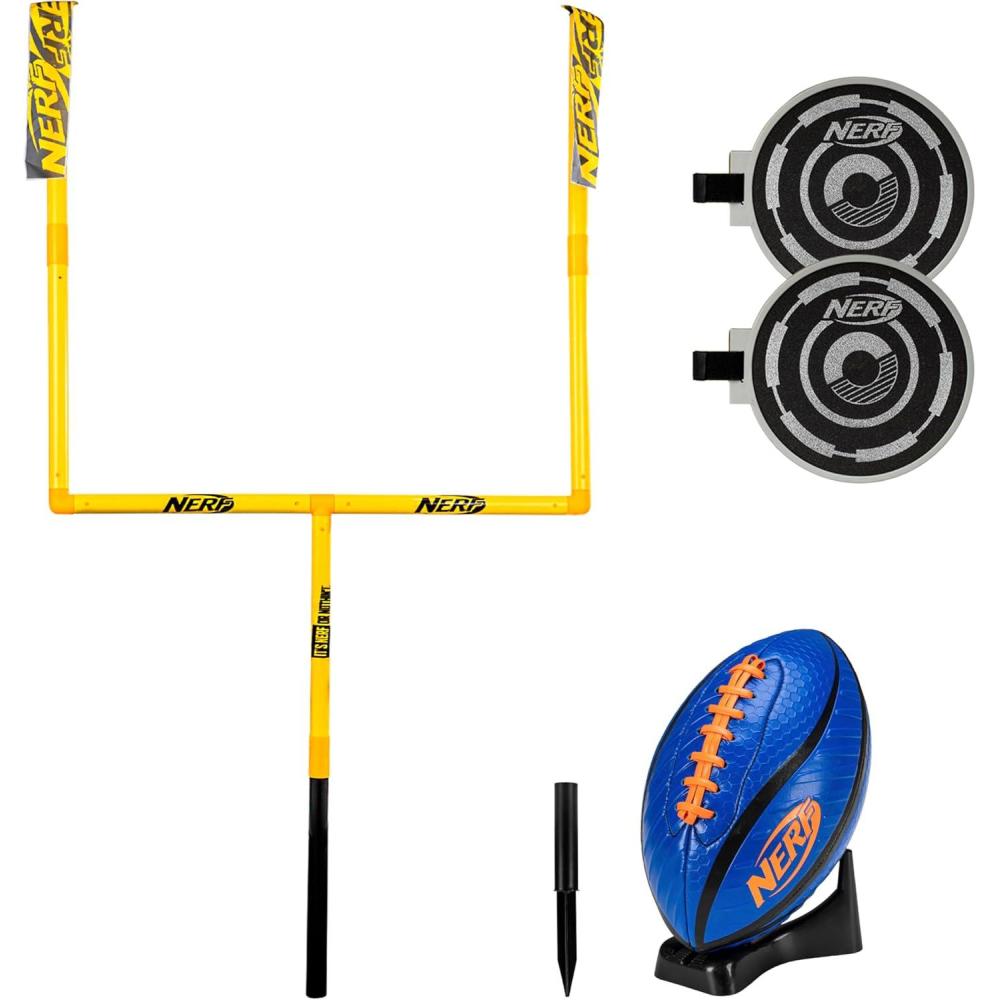 imageFranklin Sports Authentic Steel Football Goal Post 85 x 55  Post for Kids  Football Goal Post Set  Kicking Field Goals  Youth Football Set  Portable Football Goal PostNerf Goal Post Set