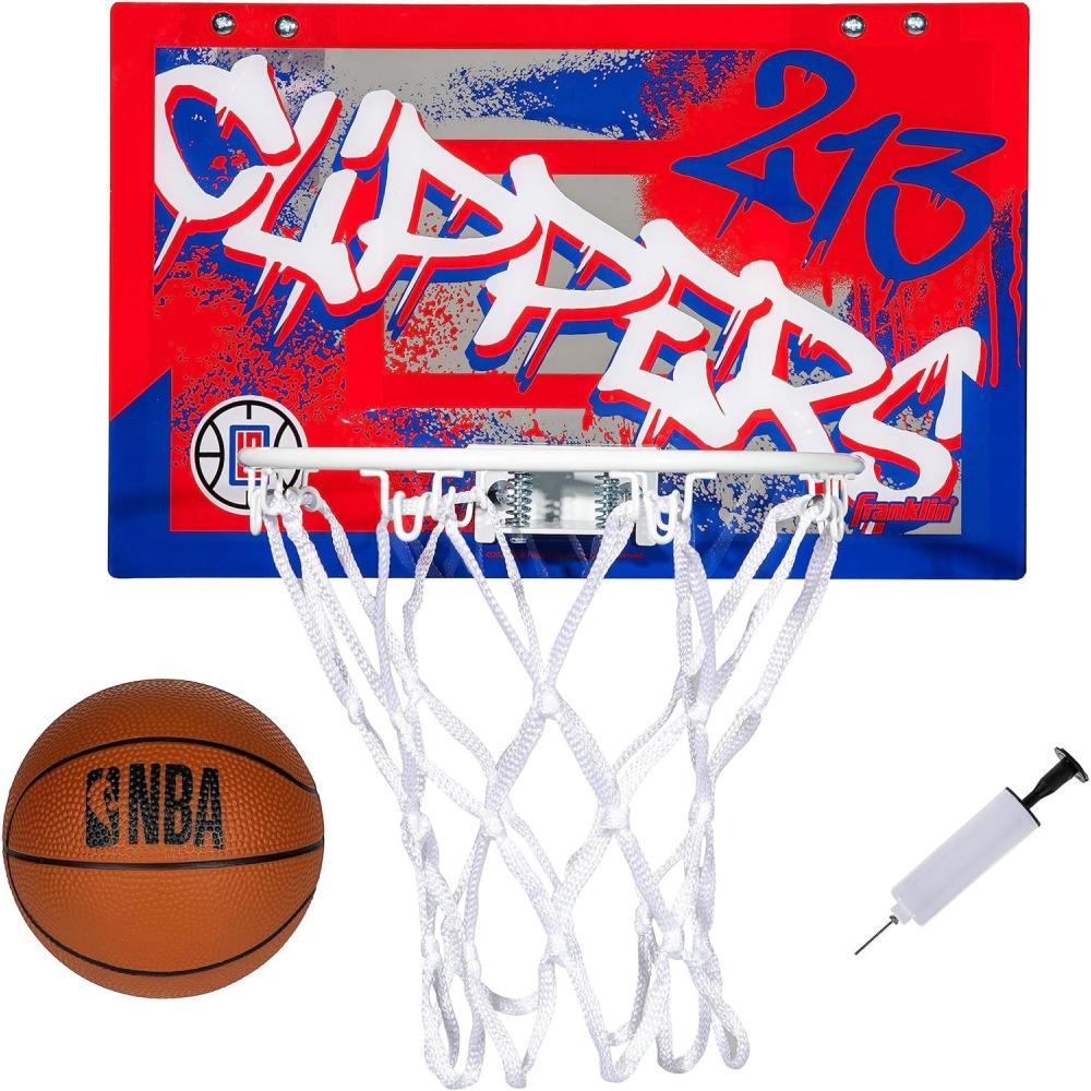 imageFranklin Sports NBA Los Angeles Clippers Over The Door Basketball Hoop  Kids Indoor Hoop with Mini Basketball  NBA Fan Shop Toy for Bedroom  Office  Over The Door Set