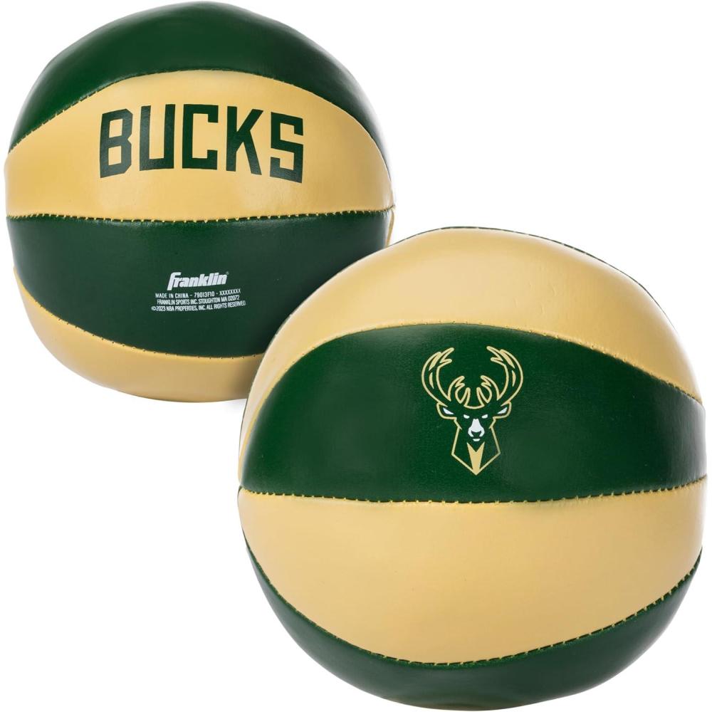 imageFranklin Sports NBA Toy Basketballs 2 Pack of Kids Soft Mini Basketballs for Over The Door Indoor Hoops NBA Fan ShopMilwaukee Bucks