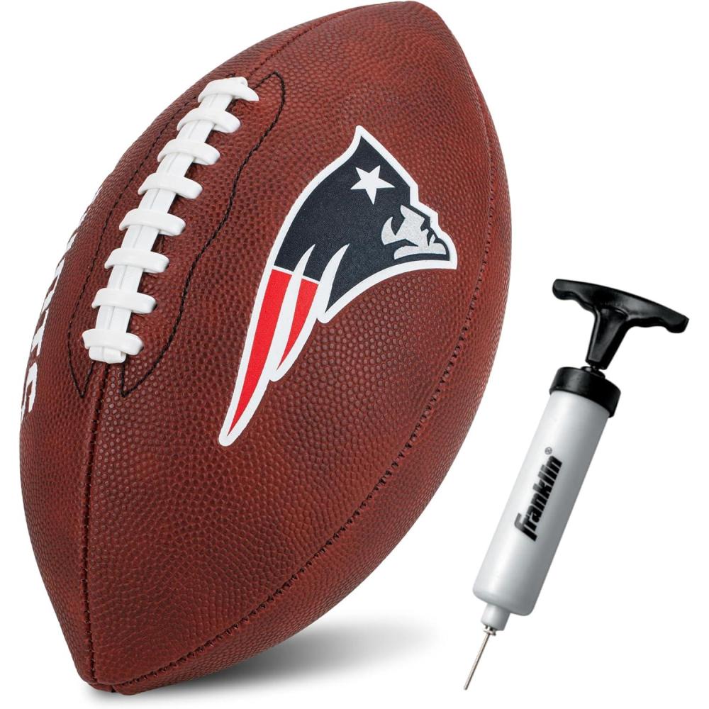 imageFranklin Sports NFL New England Patriots Football  Youth Junior Size Football for Kids  Official NFL Team Logo  Colors Youth Ball  Kids Fan Shop Ball