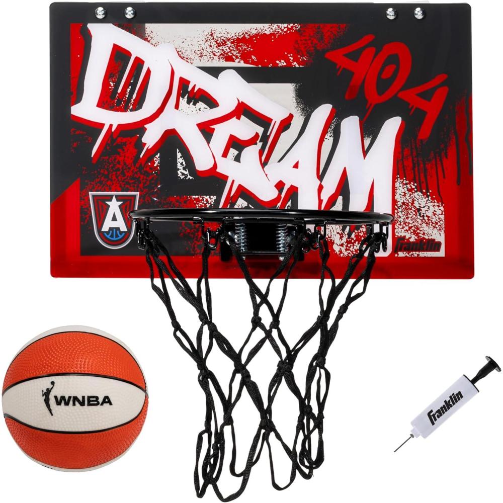 imageFranklin Sports WNBA Team Over The Door Basketball Hoops  Kids Indoor Mini Basketball Hoop  Ball Set  WNBA Fan Mini HoopsAtlanta Dream